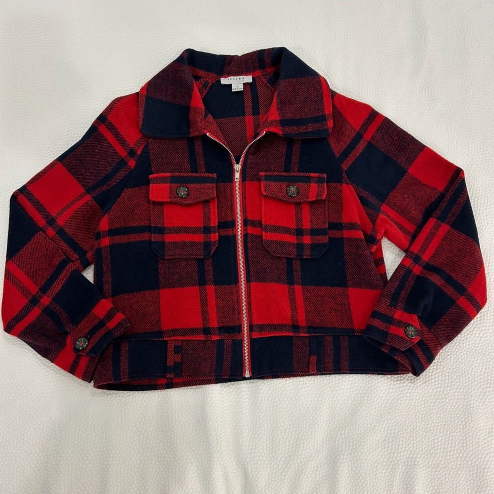 Red and Navy Plaid Jacket